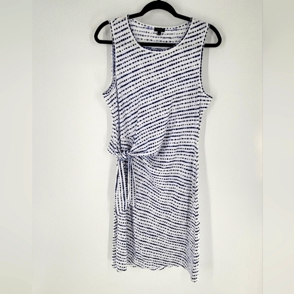 Talbots Womens  Blue & White Striped Cotton Side Tie Shift Dress Size Medium - Picture 2 of 5